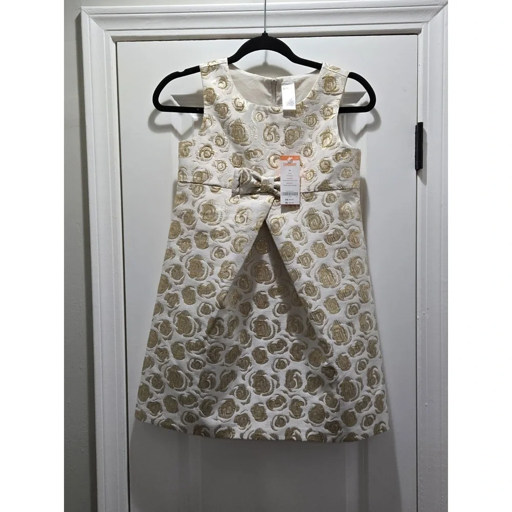 Gymboree Girls 10 Savanna Party Metallic Gold Rose Jacquard Dress NWT